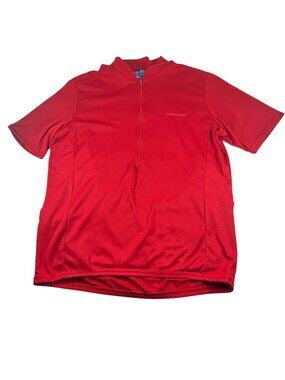 Performance Cycling Jersey Mens Size Large Red Back Pockets 1/2 Zip READ
